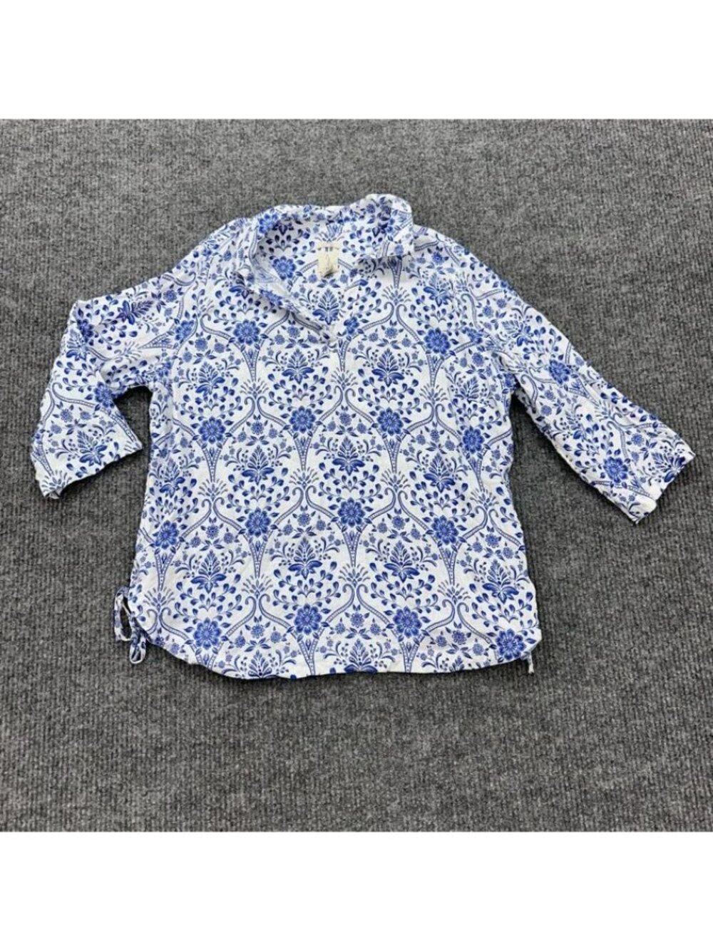 Joie 100% Linen Floral Damask Tunic 3/4 Sleeve Shirt Cottagecore Womens Size 1X